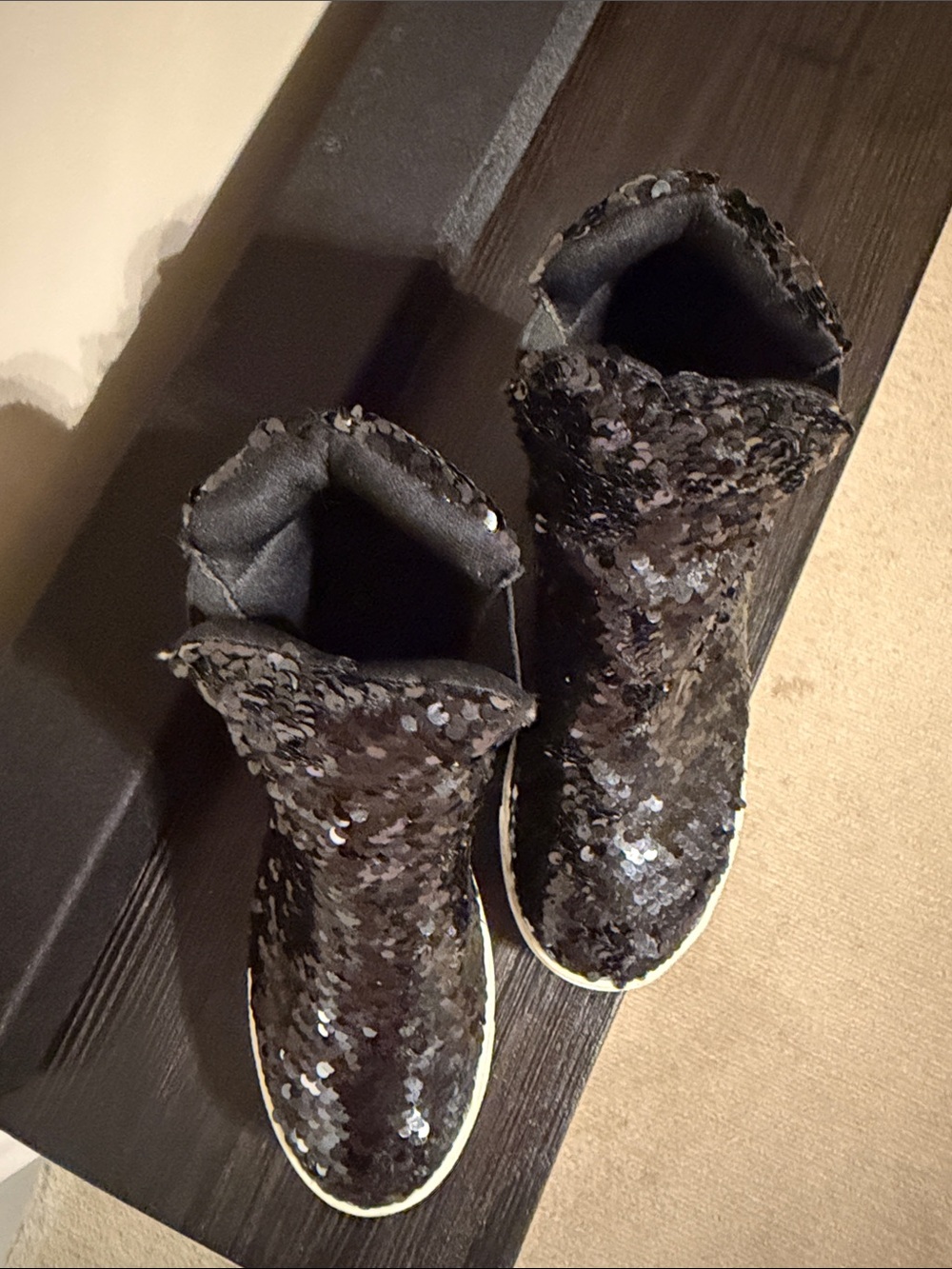 Cape Robbin Black Sequin Wedge Sneaker - Picture 3 of 6